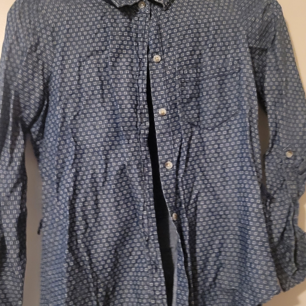 Williams Sonoma Blue Patterned Men's Shirt